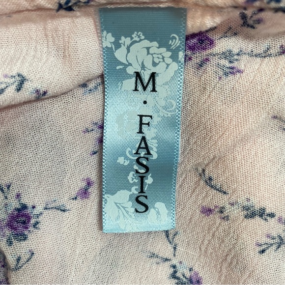 Pink Purple Soft Rayon Floral Print Short sleeve button down top ties waist XL - Picture 5 of 8